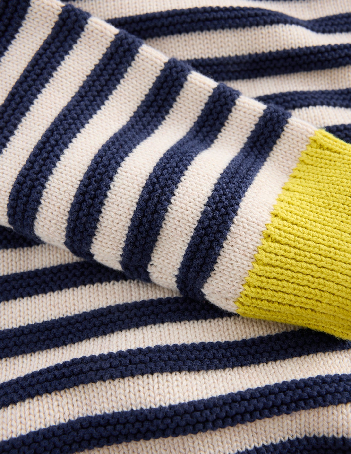 Chunky Sweater-Navy Marl and Ecru Stripe