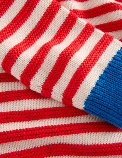 Chunky Sweater-High Risk Red/Ecru Marl Stripe-3
