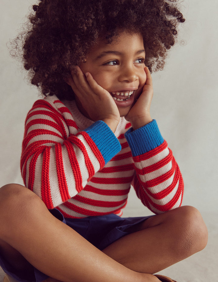 Chunky Sweater-High Risk Red/Ecru Marl Stripe