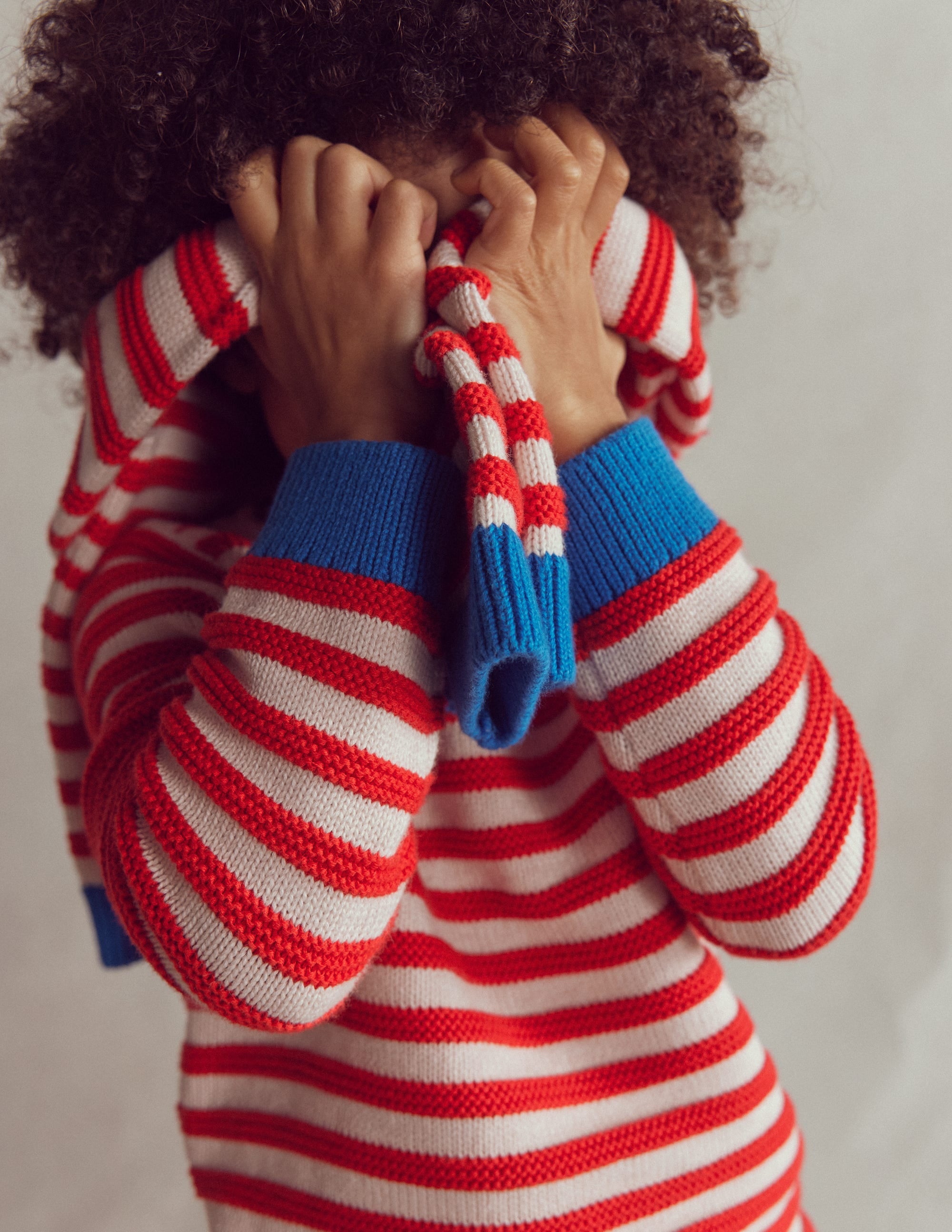 Chunky Sweater-High Risk Red/Ecru Marl Stripe - Image 2
