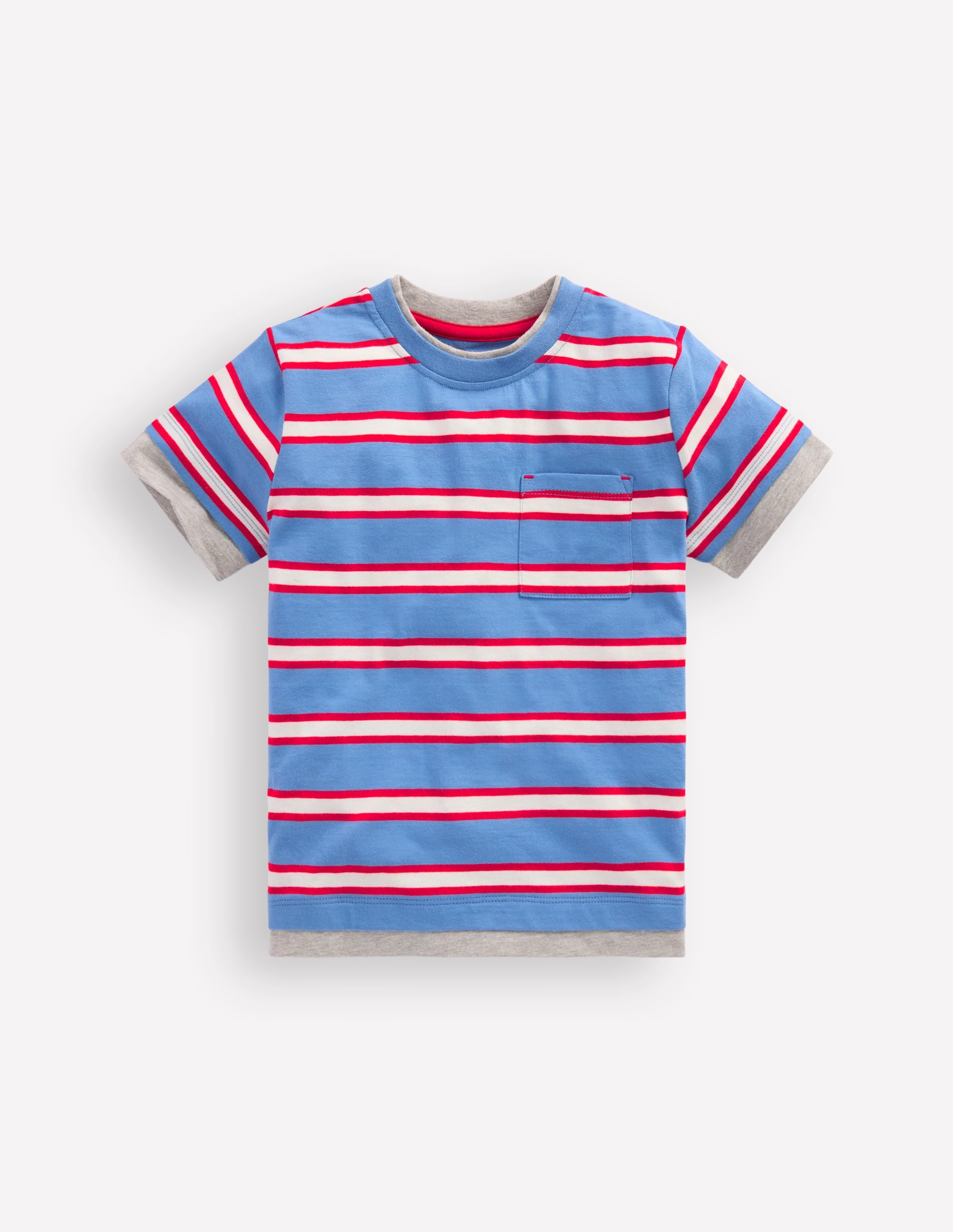 Layered Look T-shirt-Blue/Red - Image 1