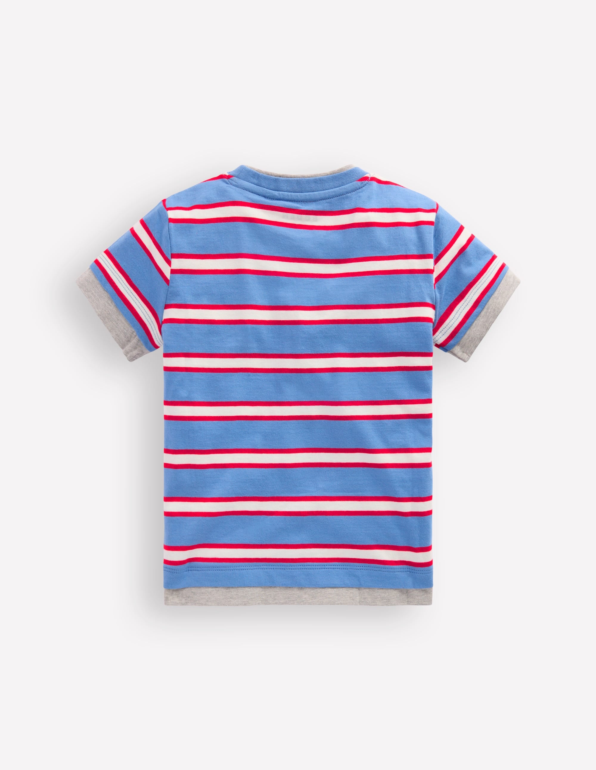 Layered Look T-shirt-Blue/Red - Image 2