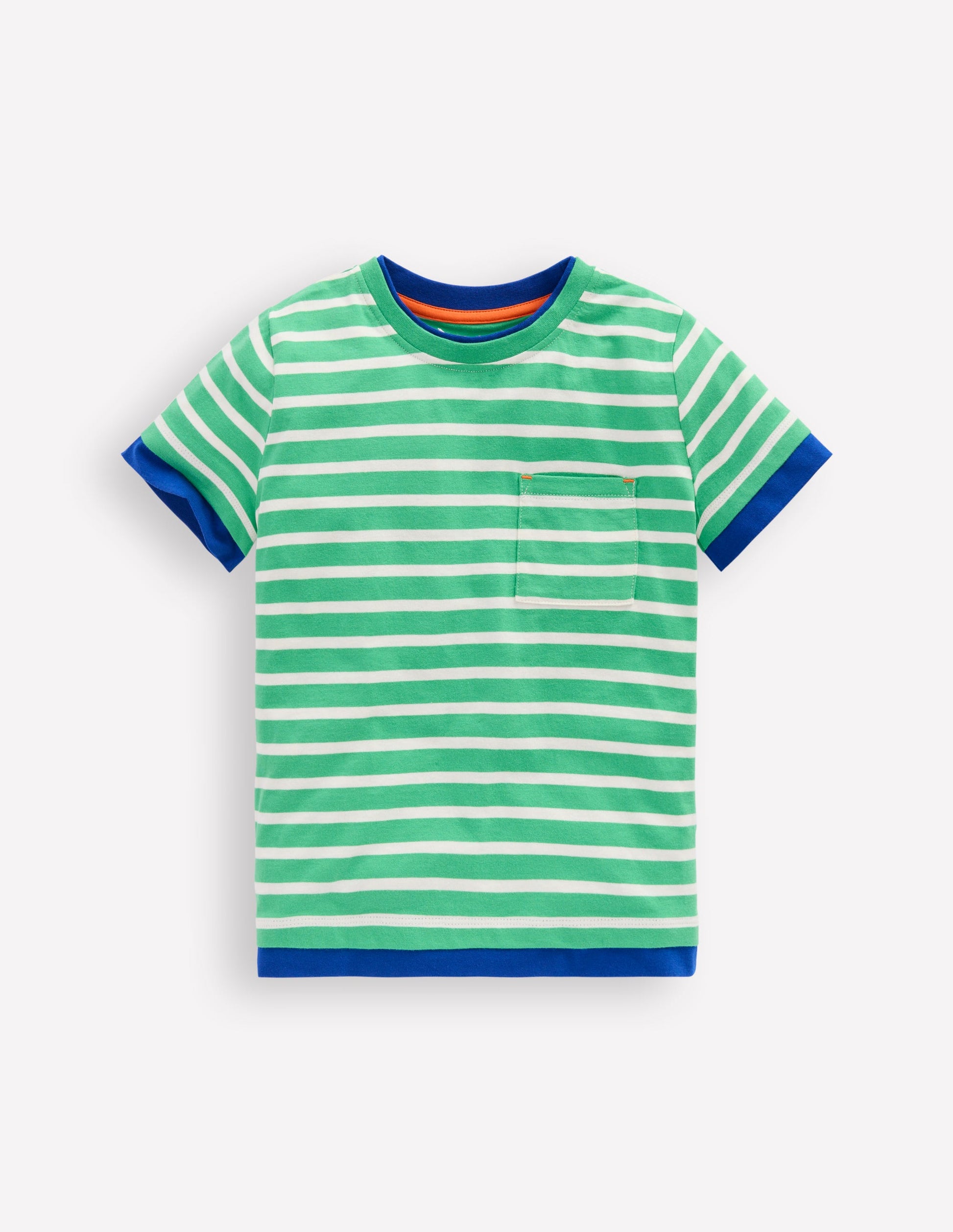 Layered Look T-shirt-Pea Green/Ivory-1