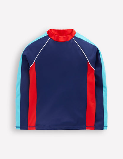 Sun Safe Col Block Rash Vest-Mazarine Blue-1