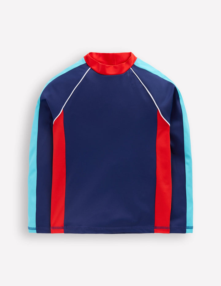 Sun Safe Col Block Rash Vest-Mazarine Blue