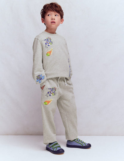 Badge Sweatpants-Grey Space-1