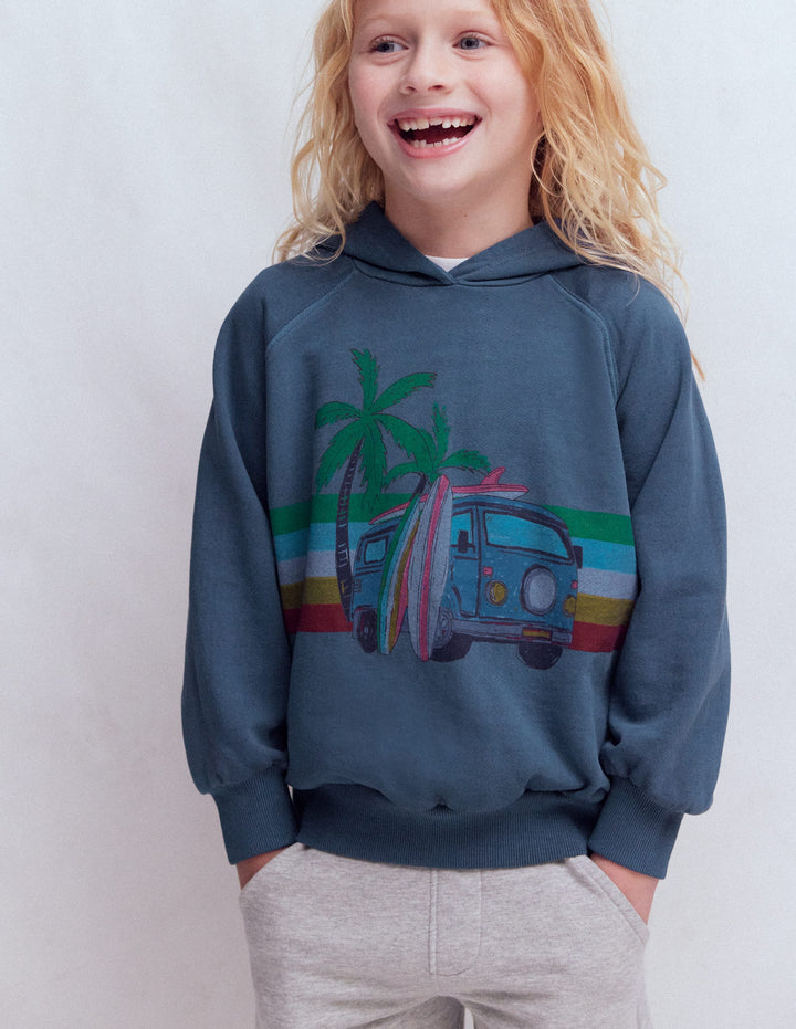 Garment Dye Graphic Hoody-Holiday Car