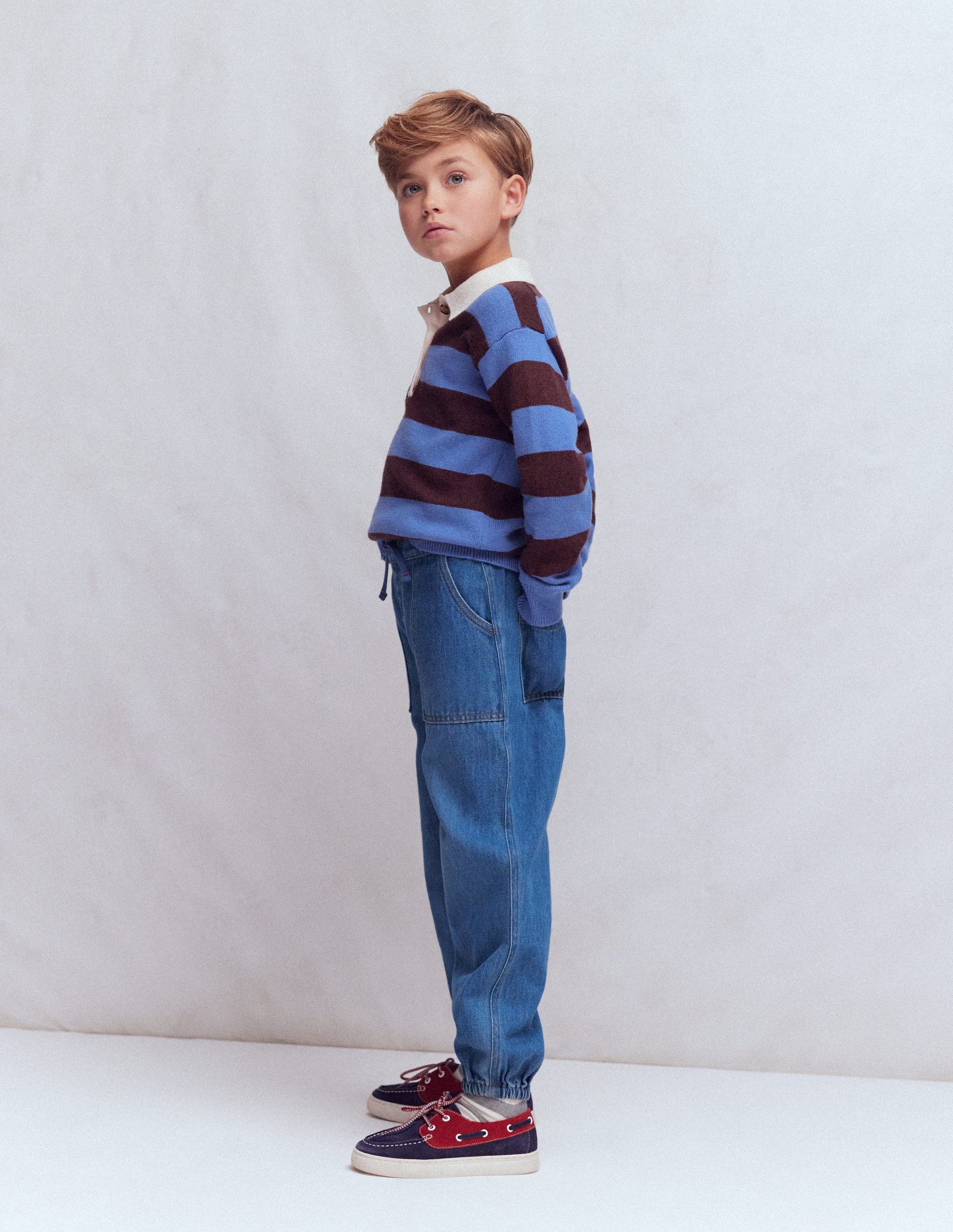 Pull-on Cuffed Jeans-Mid Vintage-1