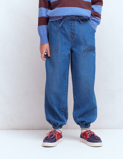 Pull-on Cuffed Jeans-Mid Vintage-3