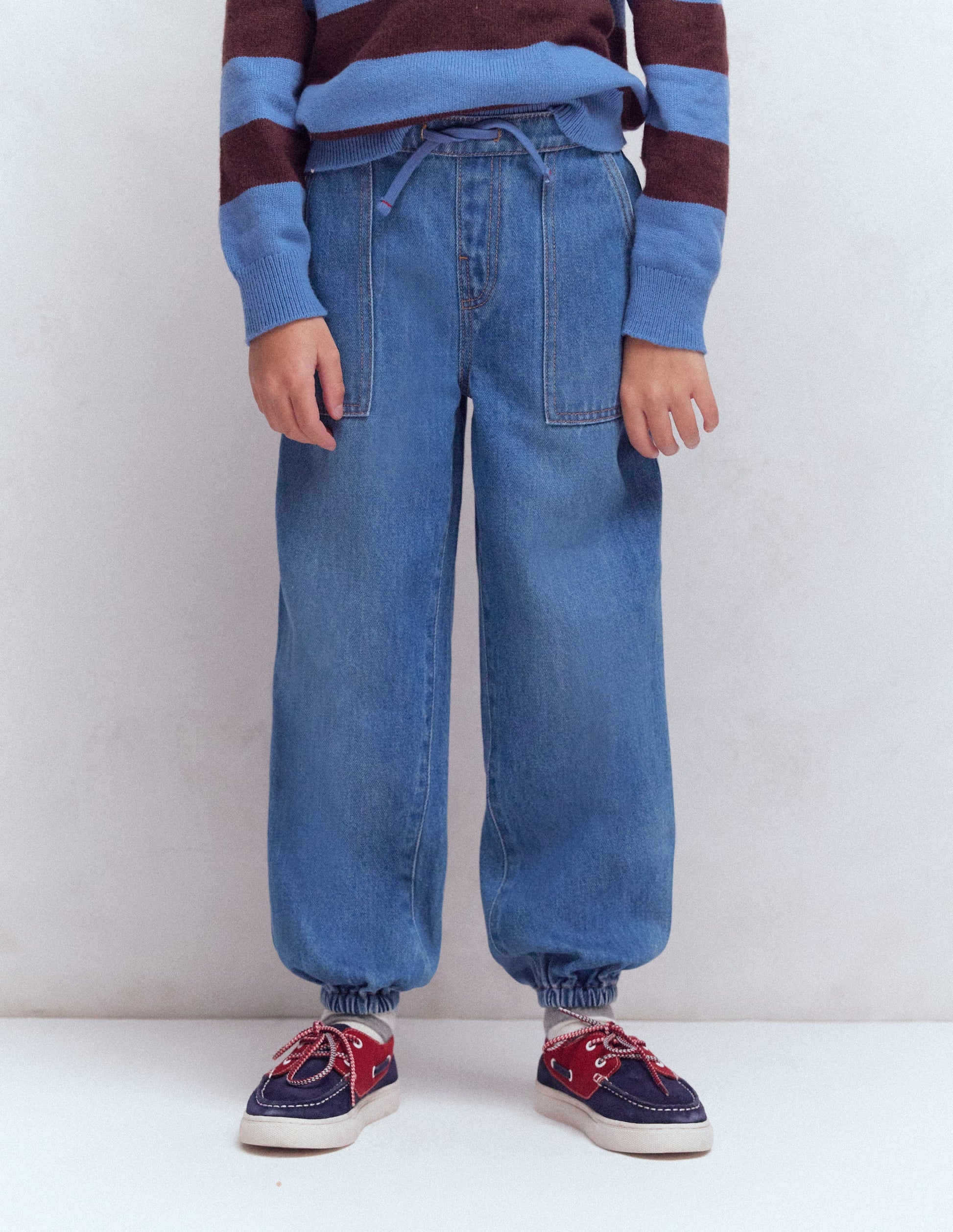 Pull-on Cuffed Jeans-Mid Vintage-5