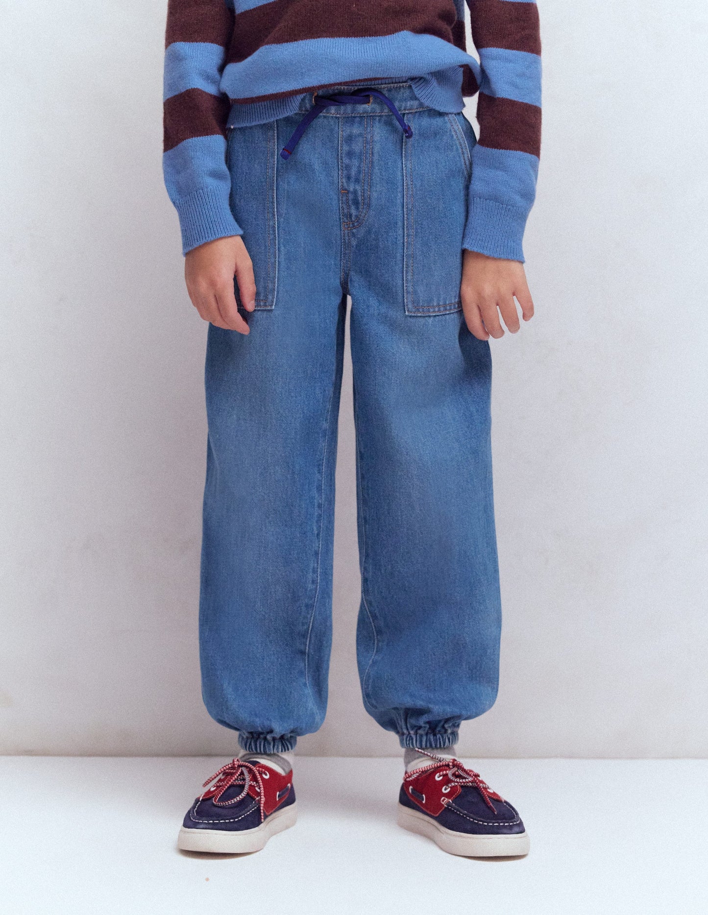 Pull-on Cuffed Jeans-Mid Vintage
