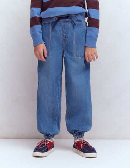 Pull-on Cuffed Jeans-Mid Vintage-5