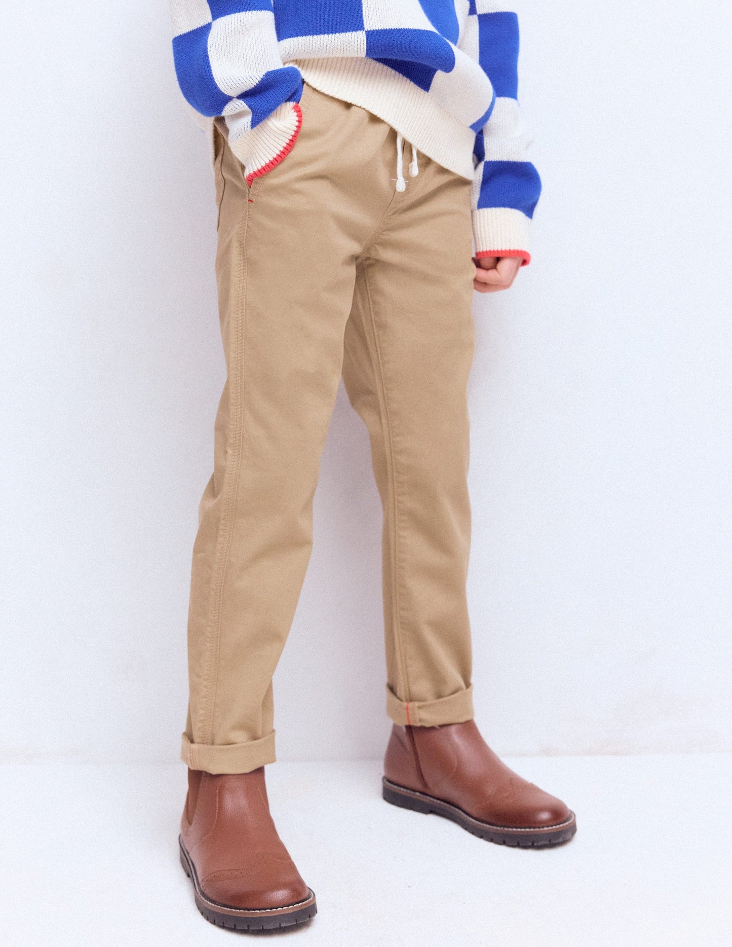 Slim Pull-on Pants-Greige