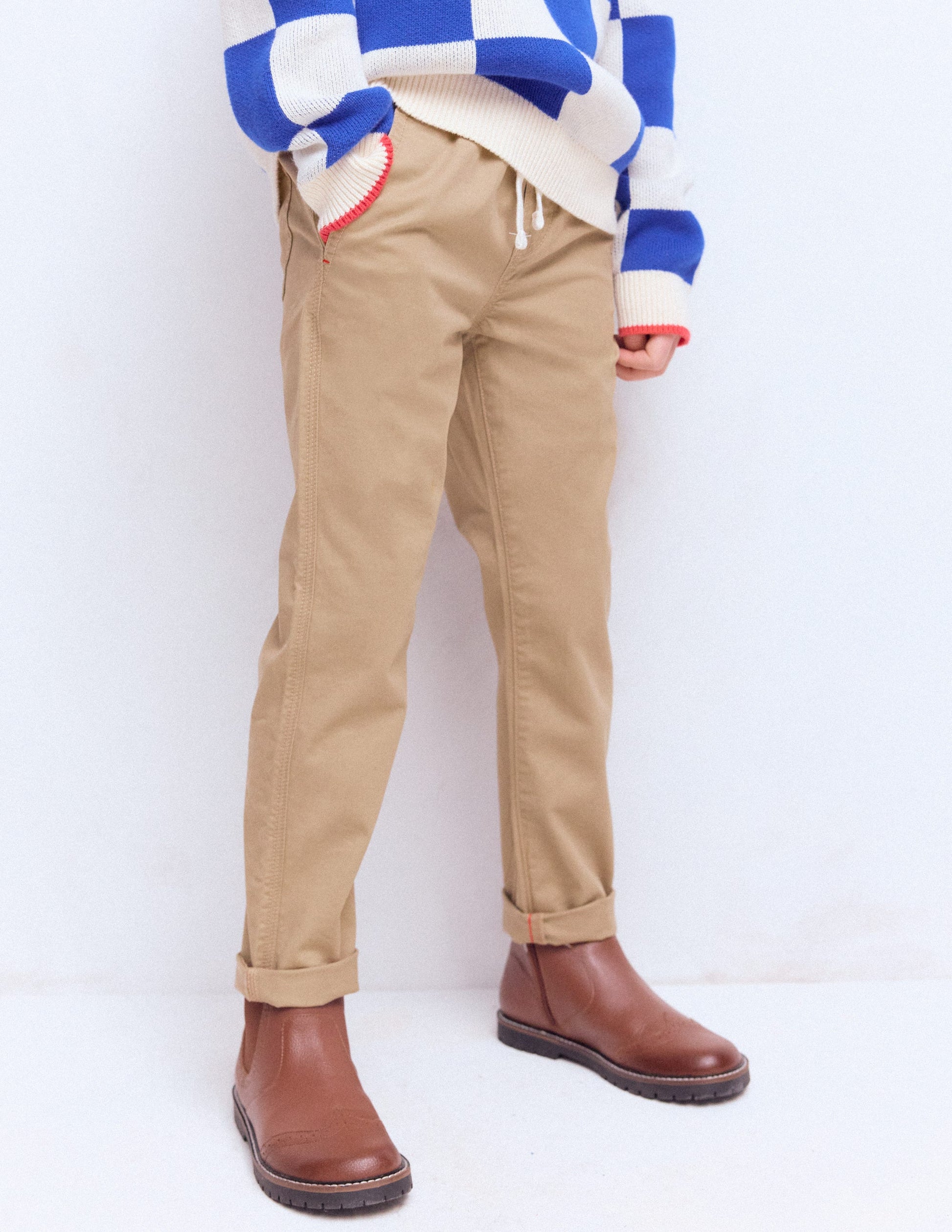 Slim Pull-on Pants-Greige-4