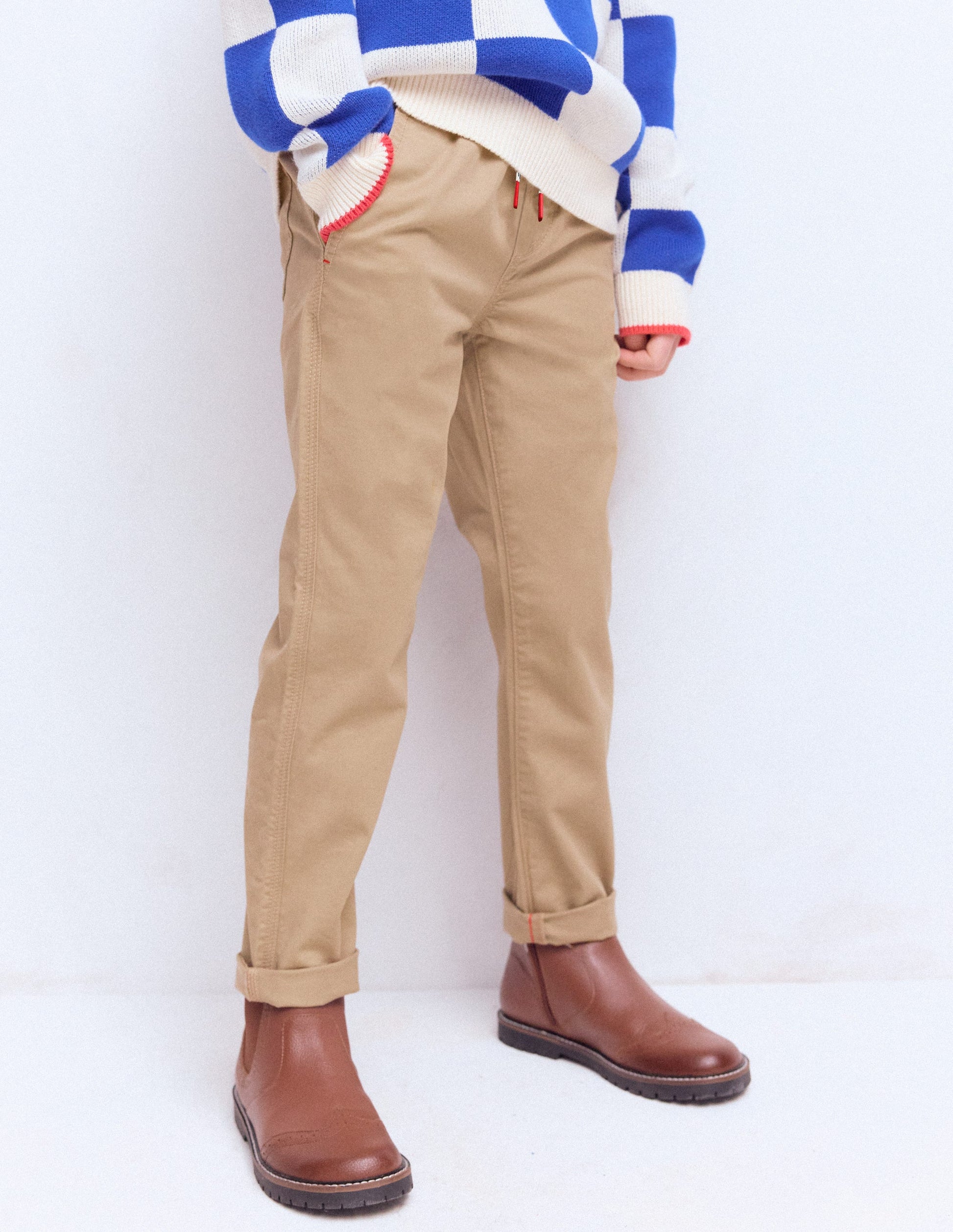 Slim Pull-on Pants-Greige-4