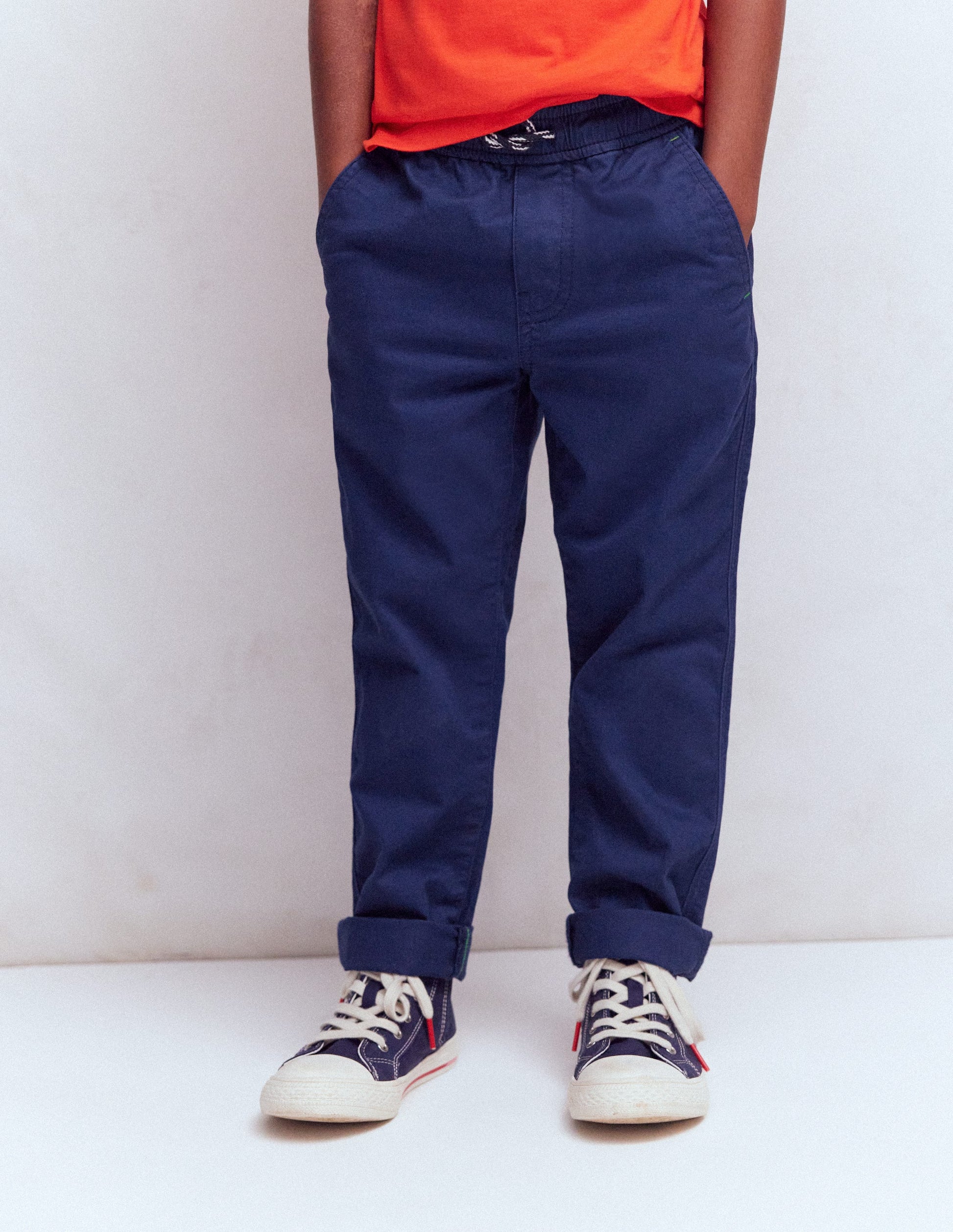 Slim Pull-on Pants-College Navy-3