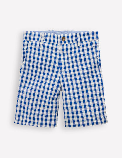 Textured Shorts-Blue Gingham-1