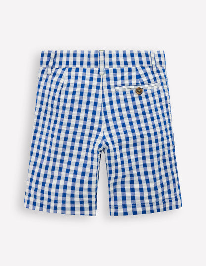 Textured Shorts-Blue Gingham-2