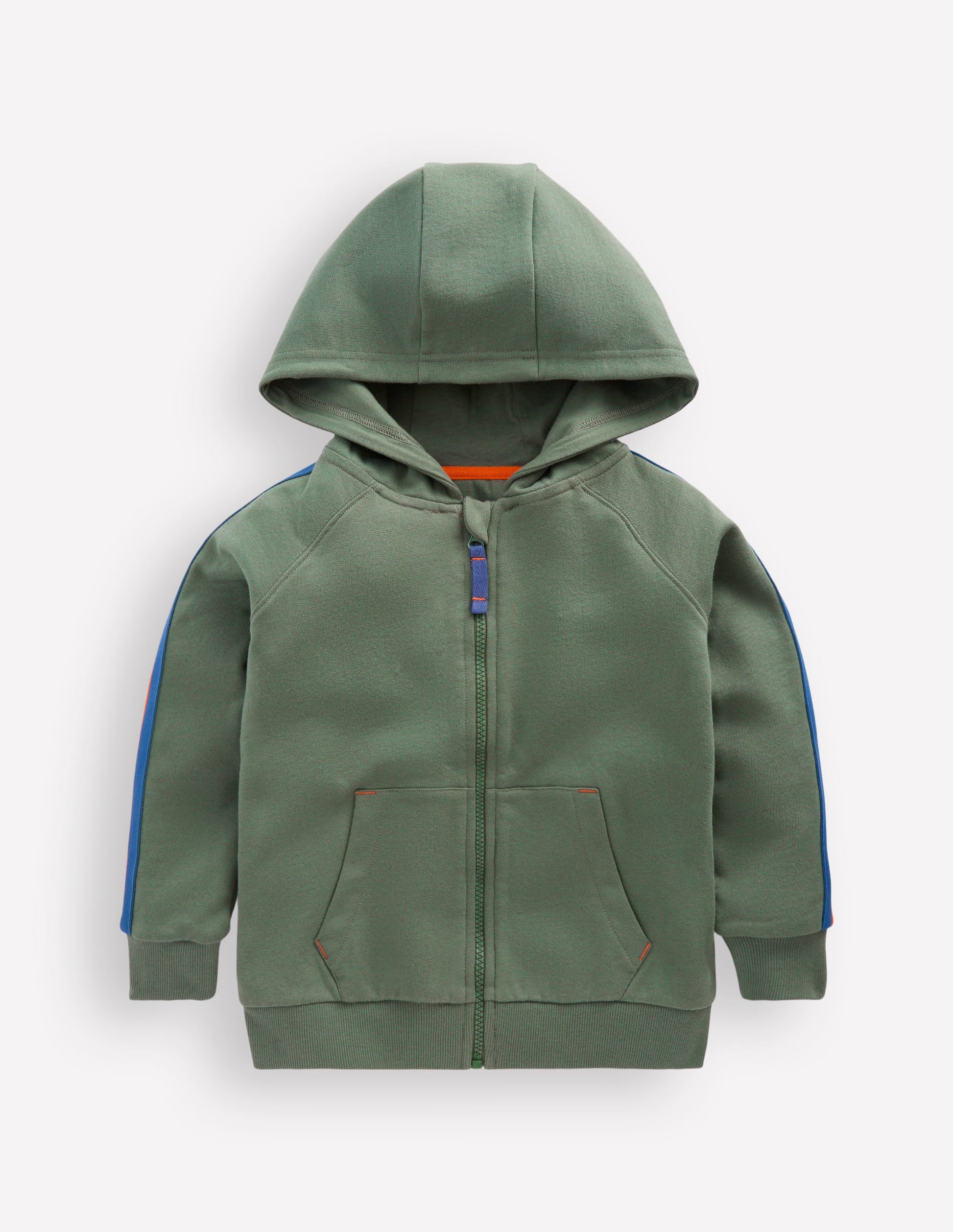Raglan Zip-through Hoody-Bottle Green-1