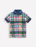 Piqué Polo Shirt-Ivory, Pink & Green Madras