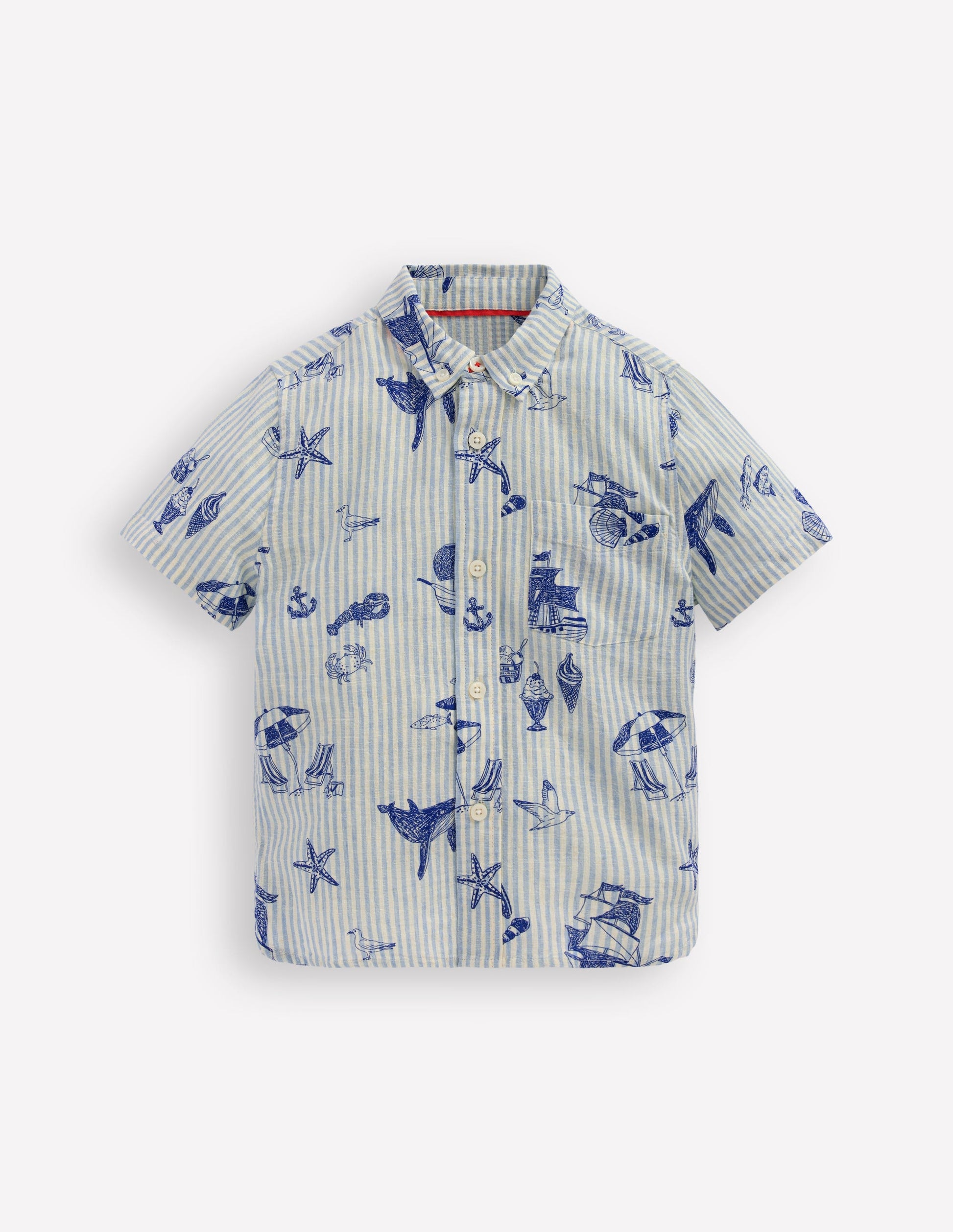 Cotton Linen Shirt-Stripe Seaside-1