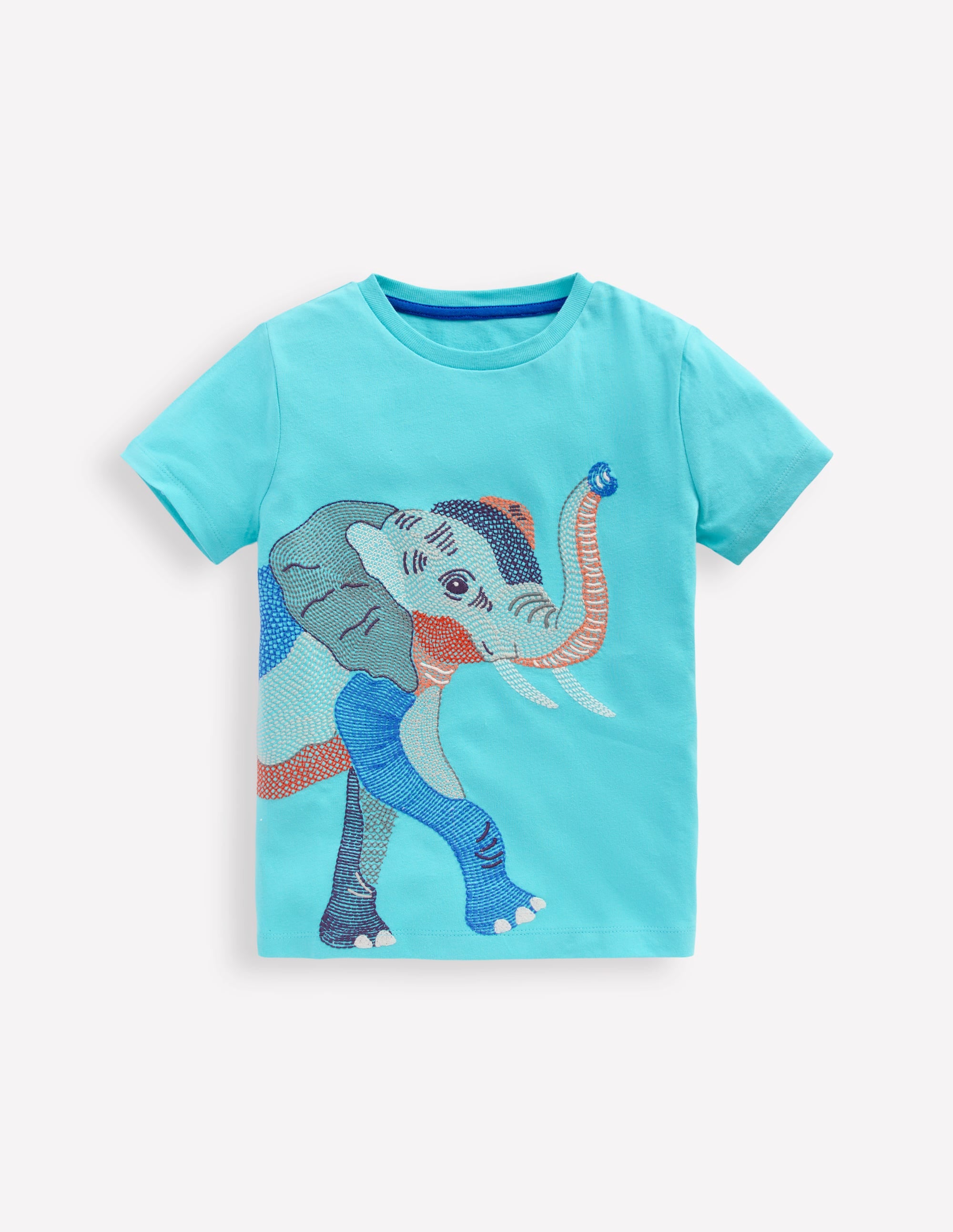 Superstitch T-Shirt-Aqua Sea Blue Elephant - Image 1