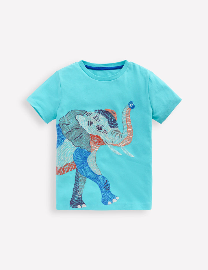 Superstitch T-Shirt-Aqua Sea Blue Elephant
