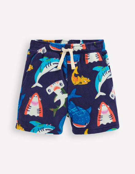 Towelling Shorts-Navy Sharks