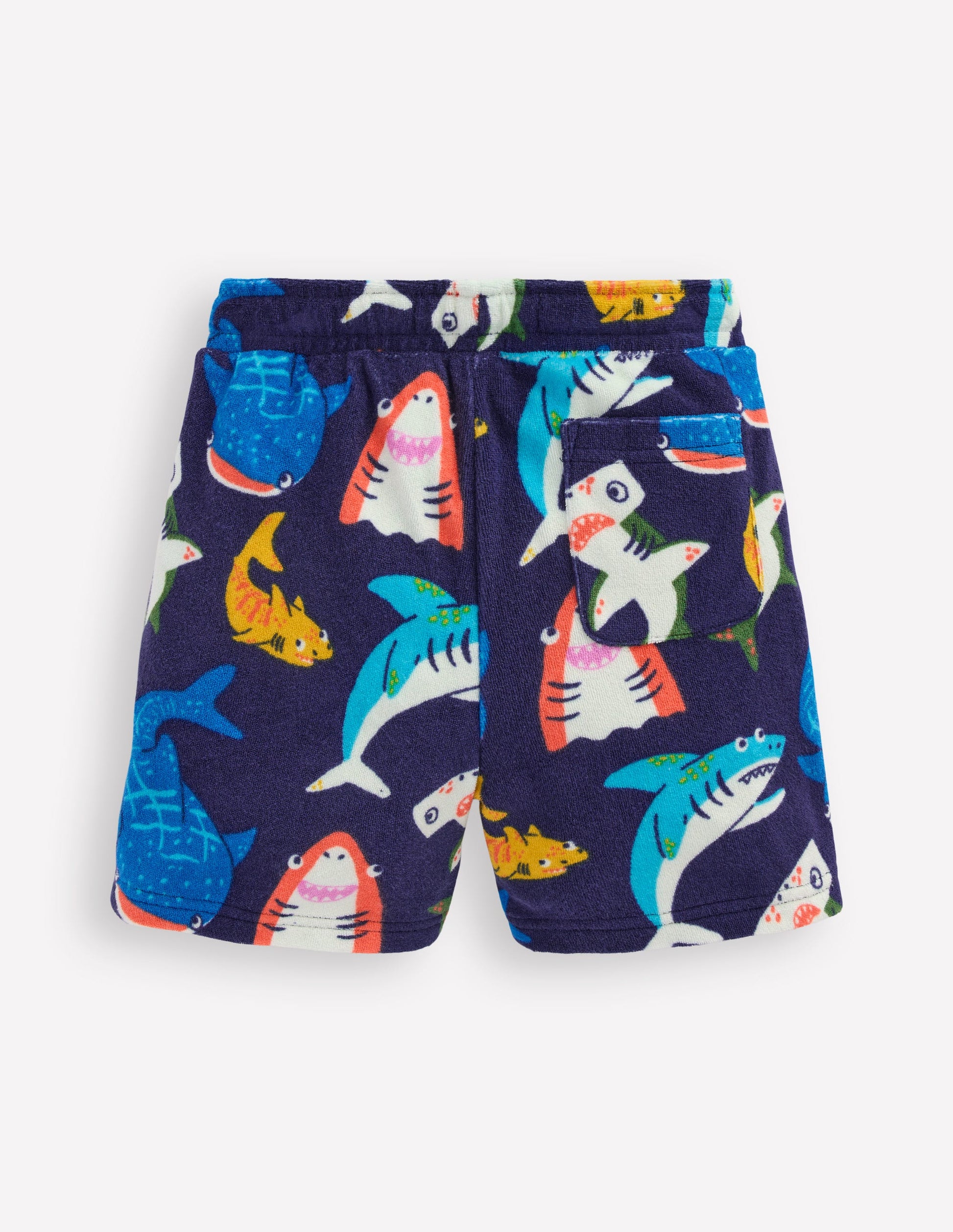 Towelling Shorts-Navy Sharks-2