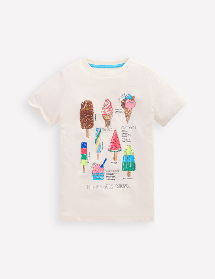 Short Sleeve Graphic T-shirt-Soft Ivory Ice Creams