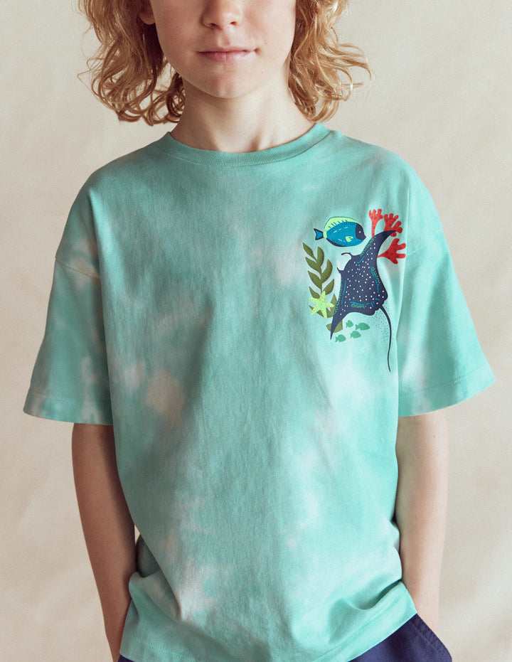 Front & Back Graphic T-shirt-Tie Dye Coral Reef