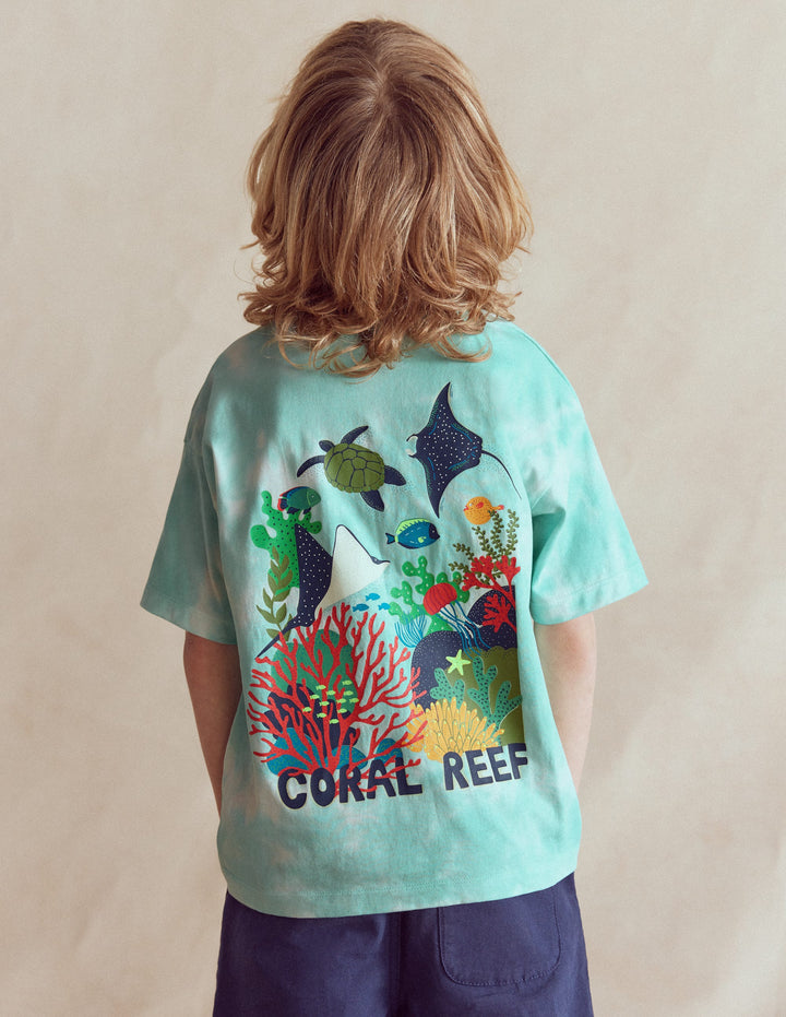 Front & Back Graphic T-shirt-Tie Dye Coral Reef