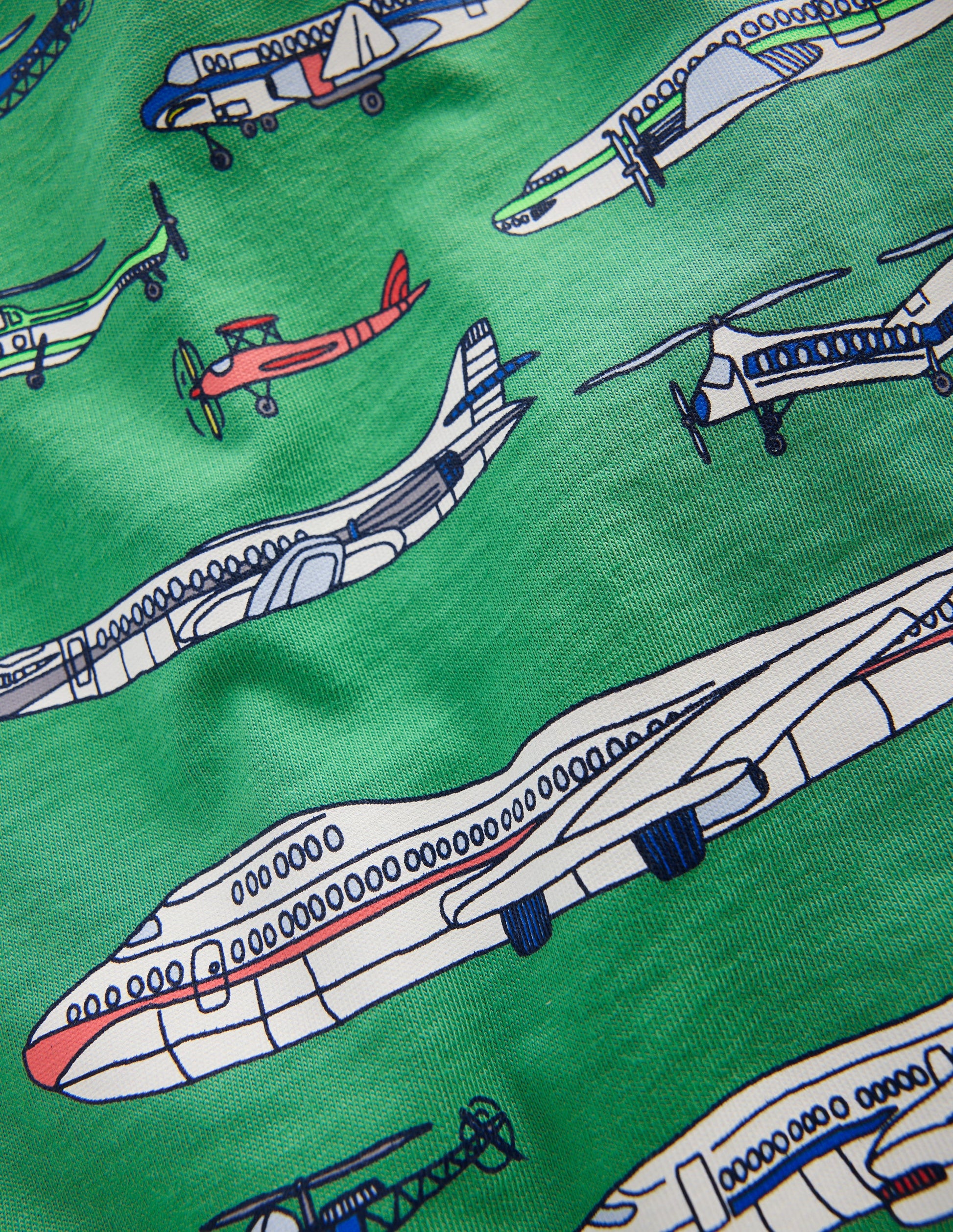 Front & Back Graphic T-shirt-Bright Green Aviation Vehicles-3