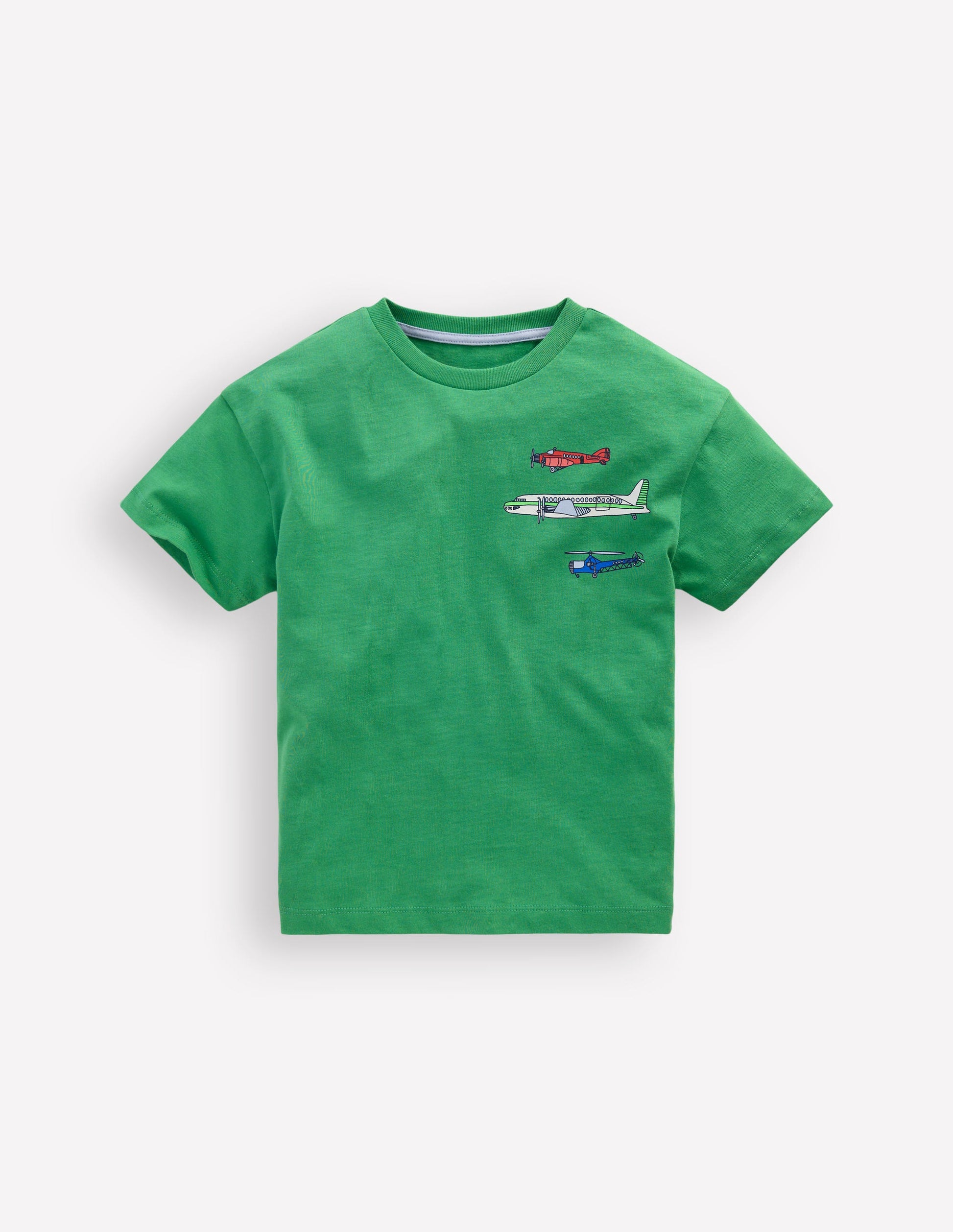 Front & Back Graphic T-shirt-Bright Green Aviation Vehicles-1