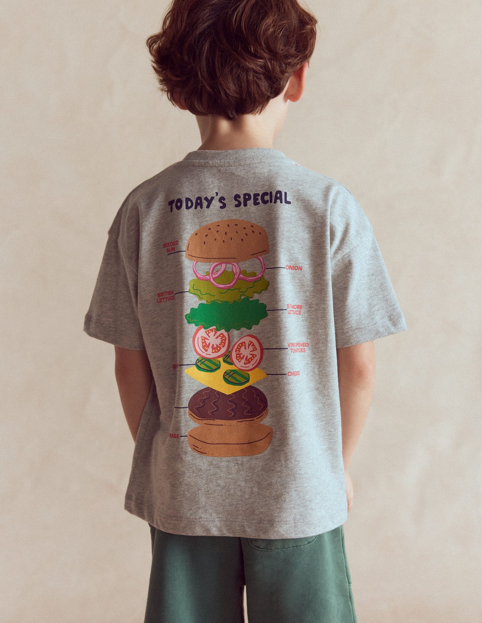 Front & Back Graphic T-shirt-Grey Marl Hamburger-2