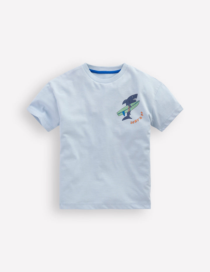 Front & Back Graphic T-shirt-Niagra Mist Surfing Shark