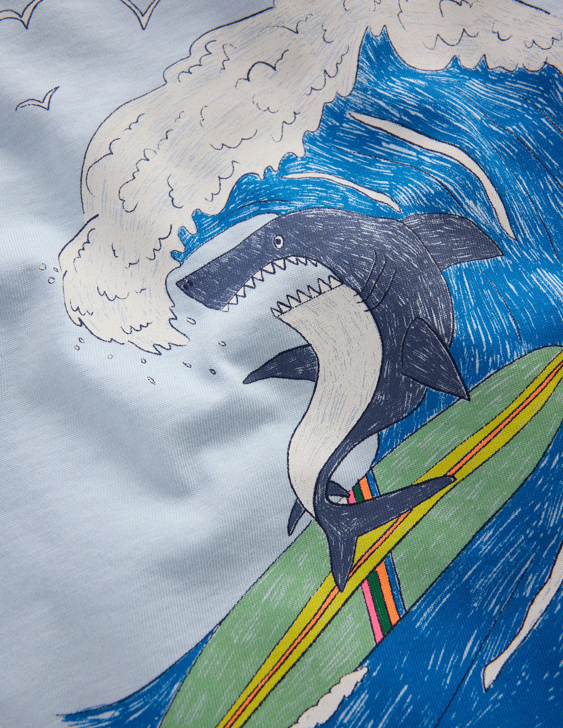 Front & Back Graphic T-shirt-Niagra Mist Surfing Shark-3
