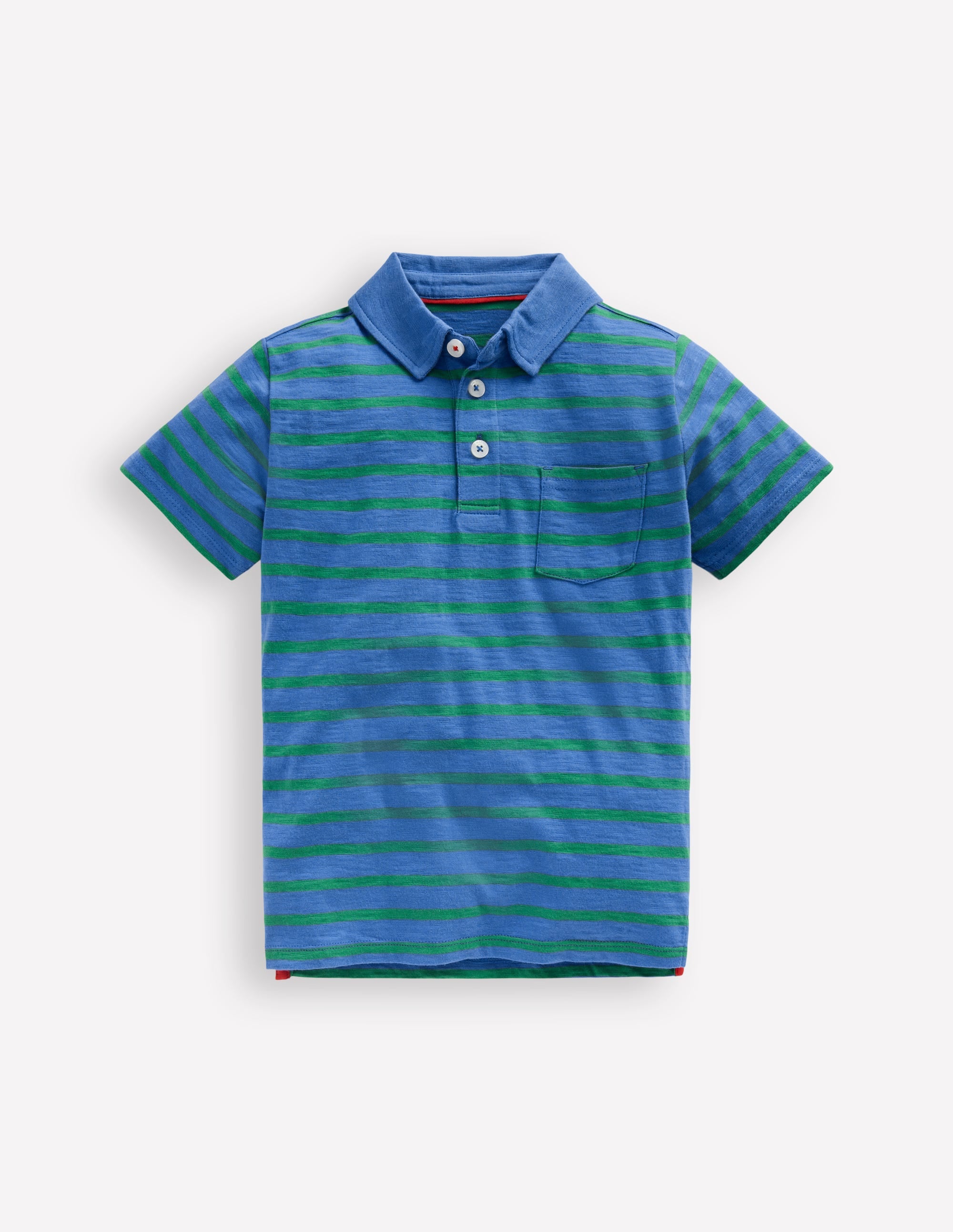 Slub Polo Shirt-Regatta Blue/Shamrock Green - Image 1