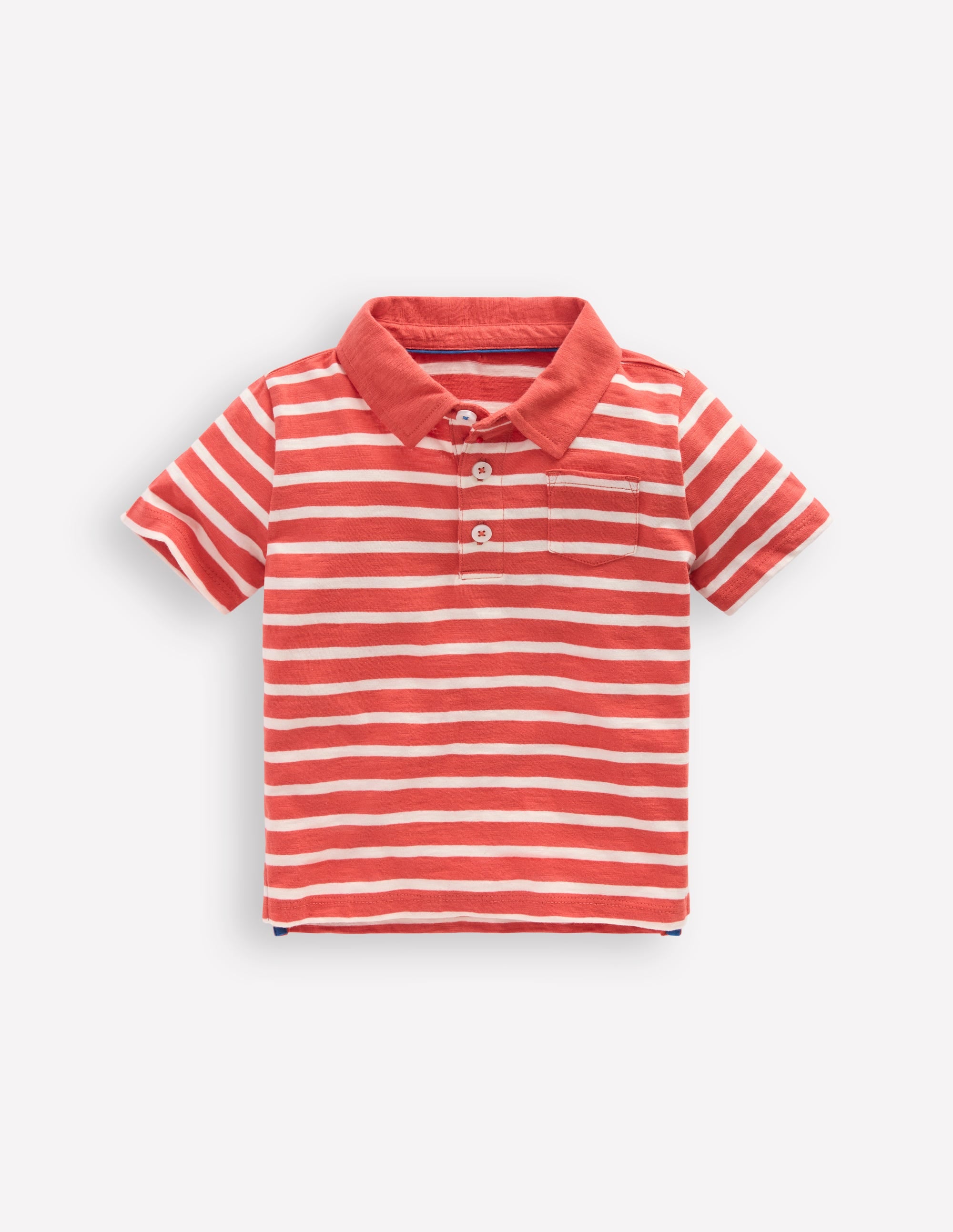 Slub Polo Shirt-Terracotta Clay and Ivory - Image 1