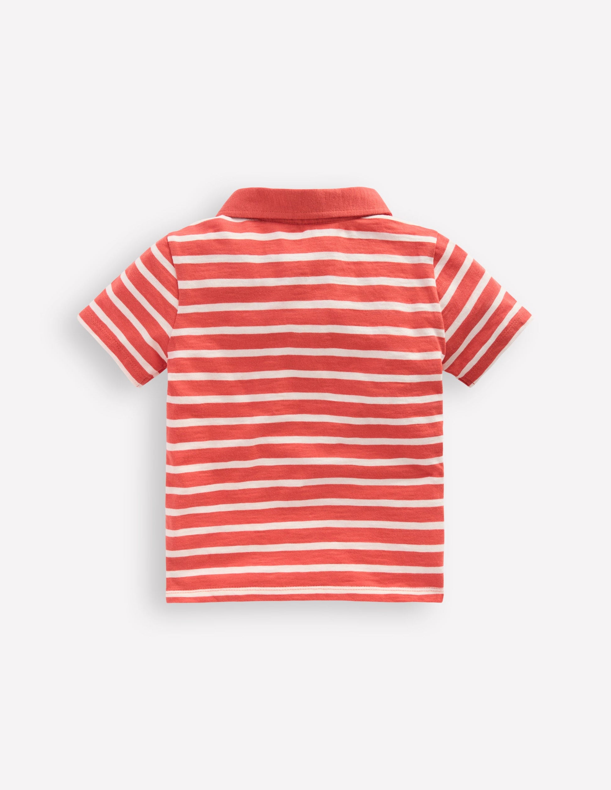 Slub Polo Shirt-Terracotta Clay and Ivory-2