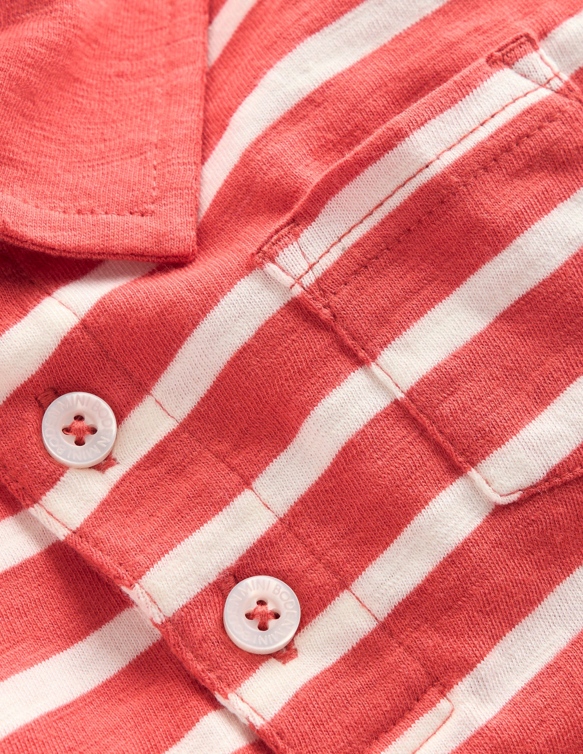 Slub Polo Shirt-Terracotta Clay and Ivory-3