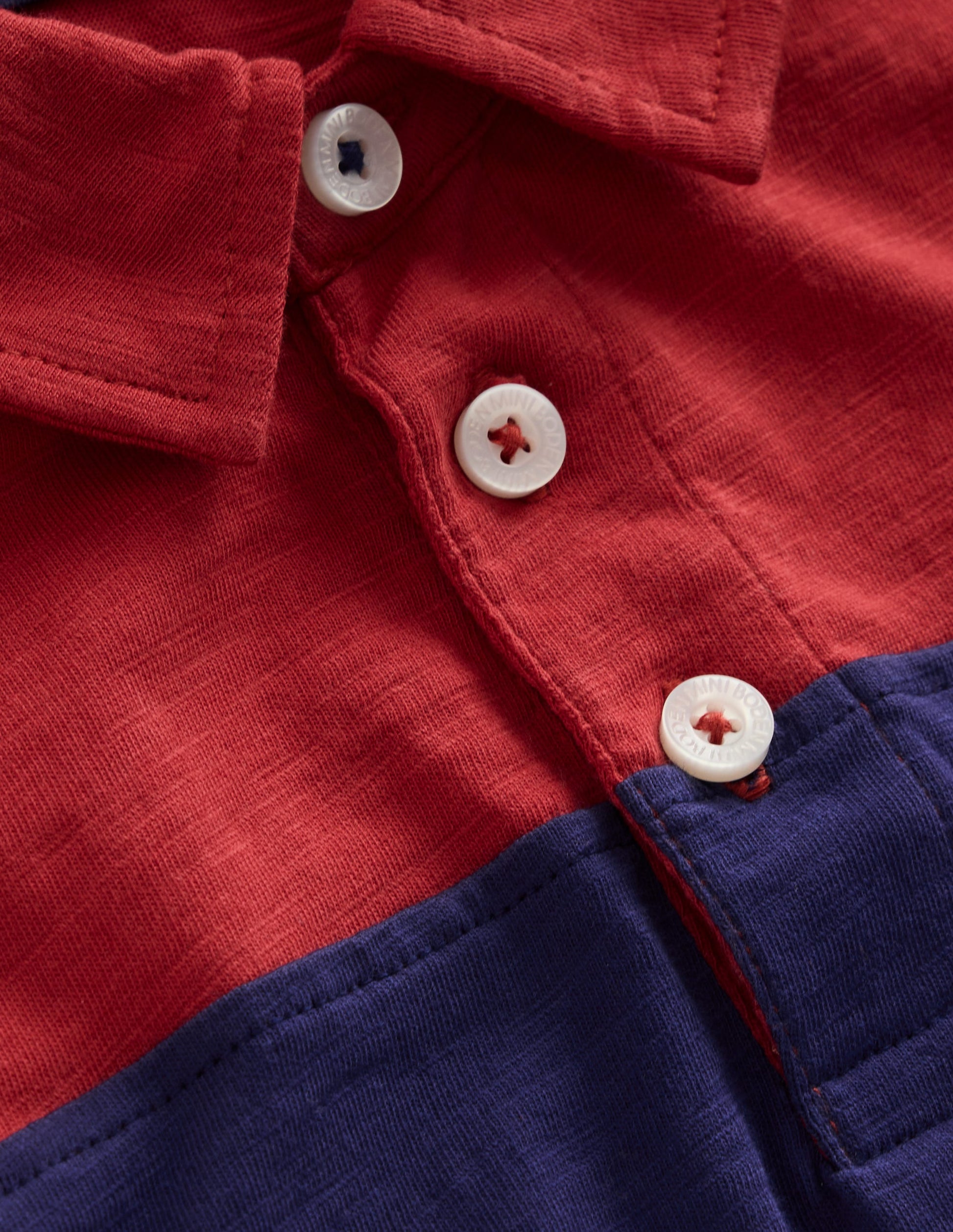 Slub Polo Shirt-Jam Red / College Navy-4