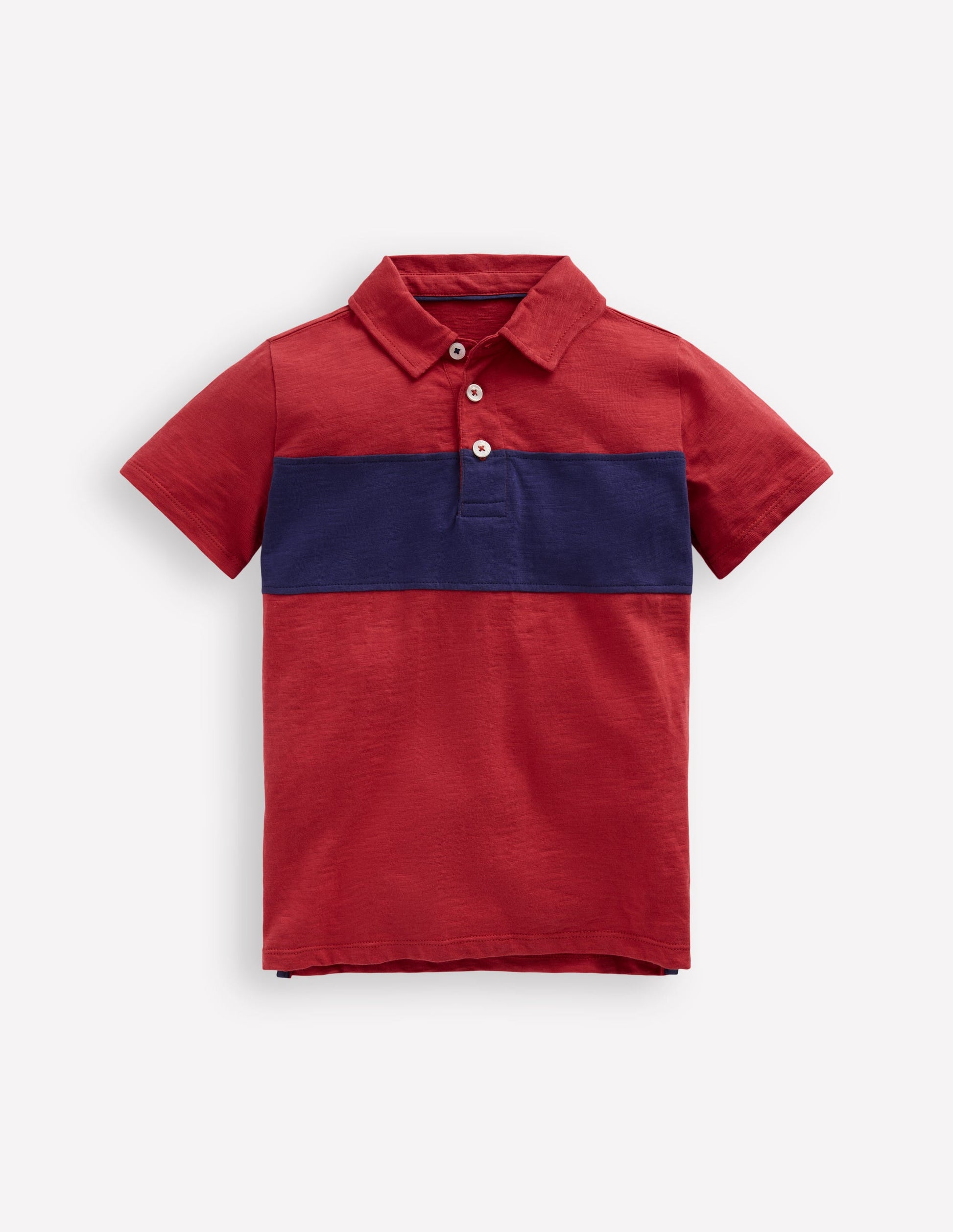 Slub Polo Shirt-Jam Red / College Navy-2