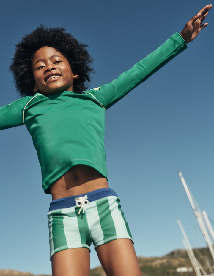 Swim Trunks-Blue/ Green Stripe