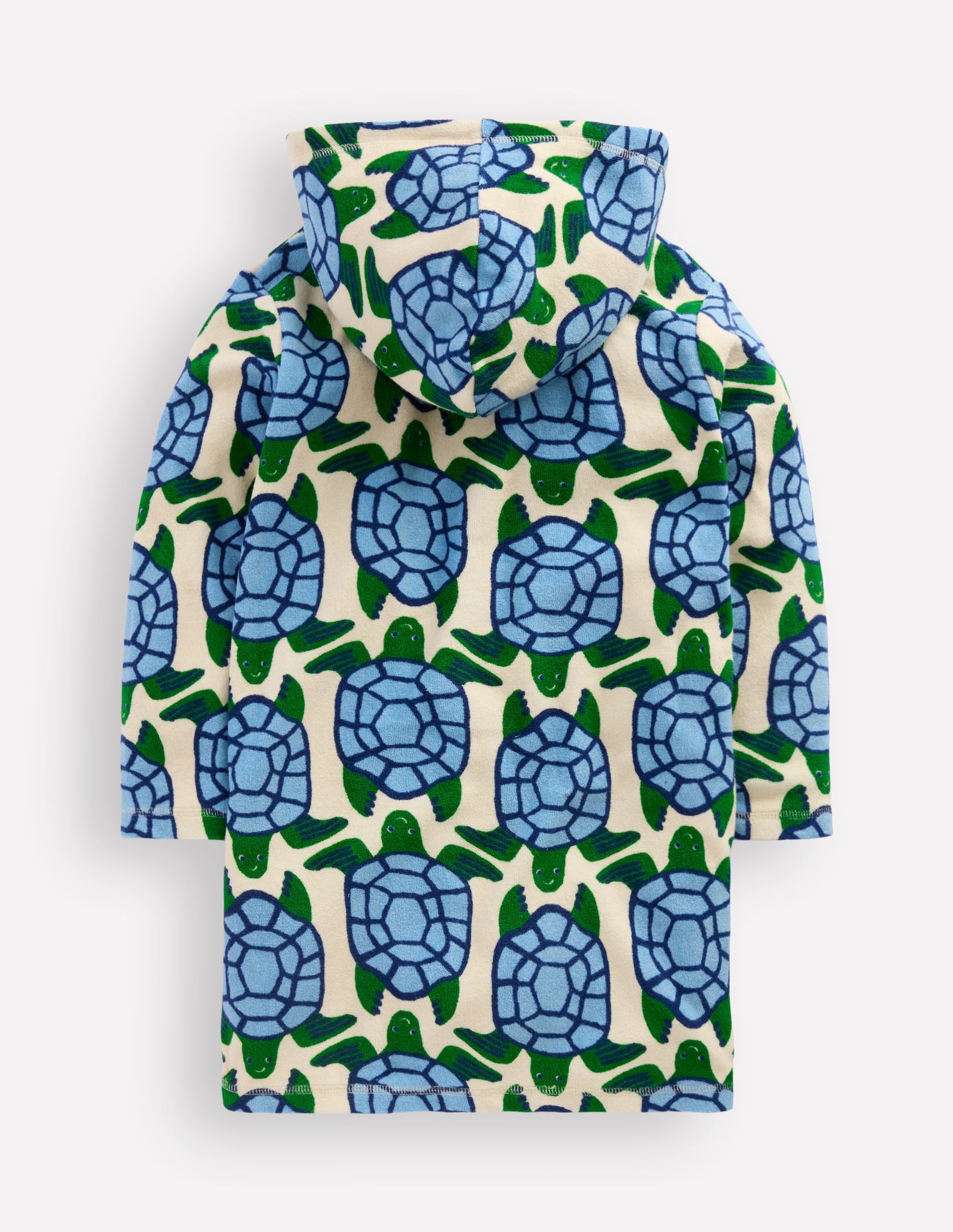 Towelling Zip-Up Throw-On-Calico White Turtles - Image 2