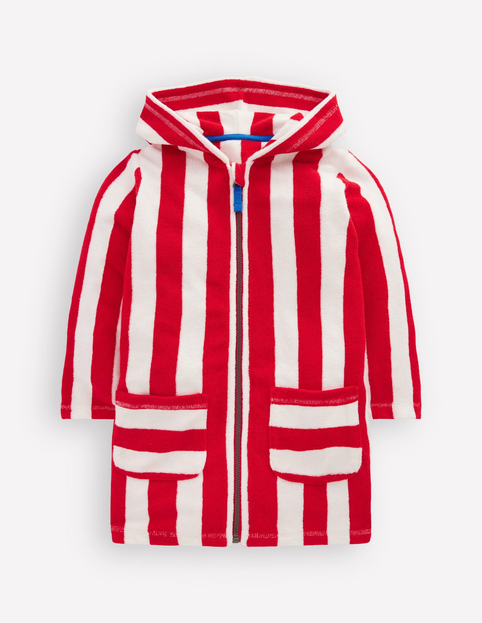 Towelling Zip-Up Throw-On-Red Stripe-1