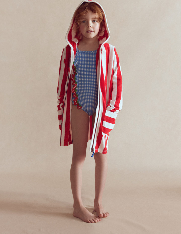 Towelling Zip-Up Throw-On-Red Stripe