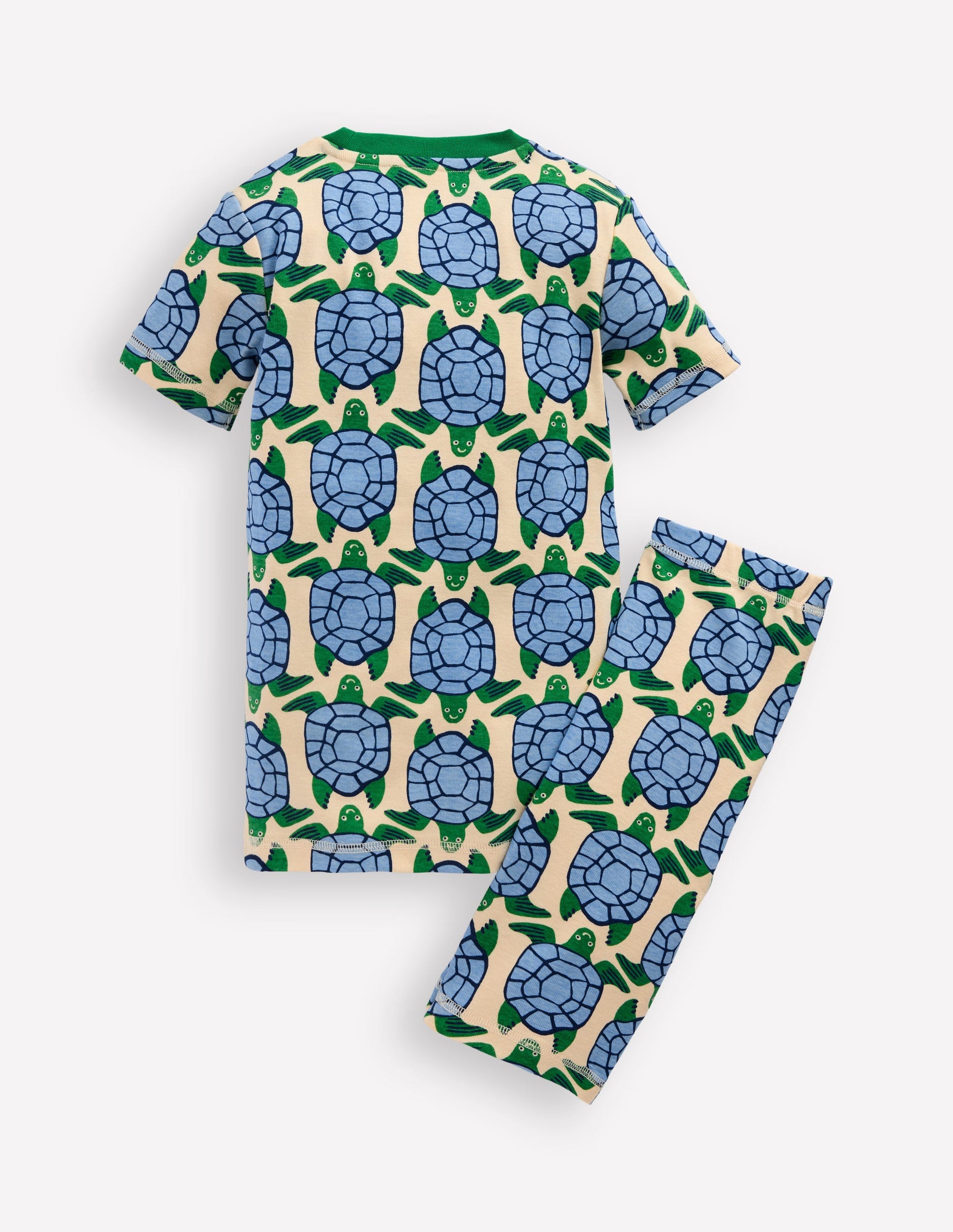Snug Short John Pajamas-Calico White Turtles-2