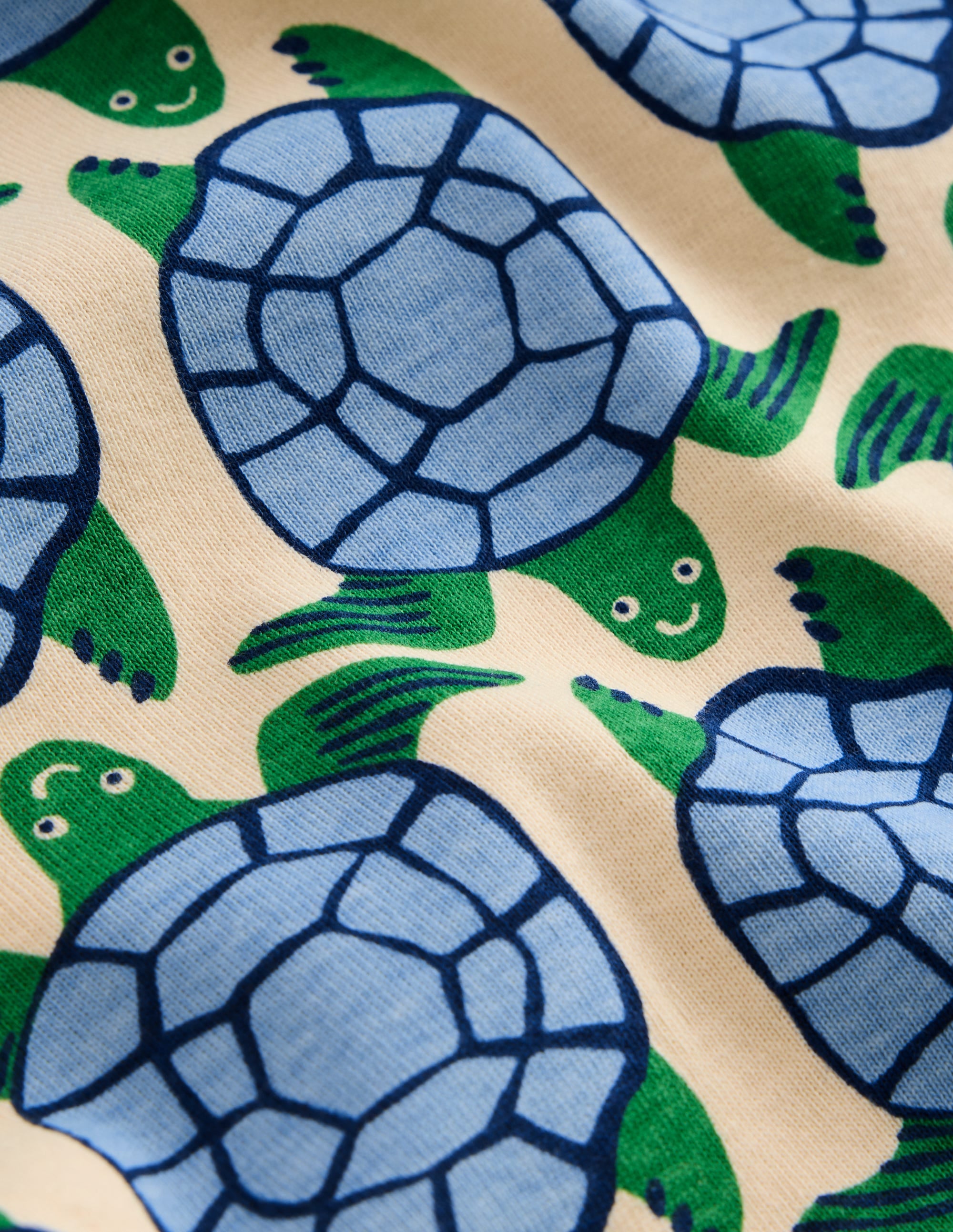 Snug Short John Pajamas-Calico White Turtles - Image 3