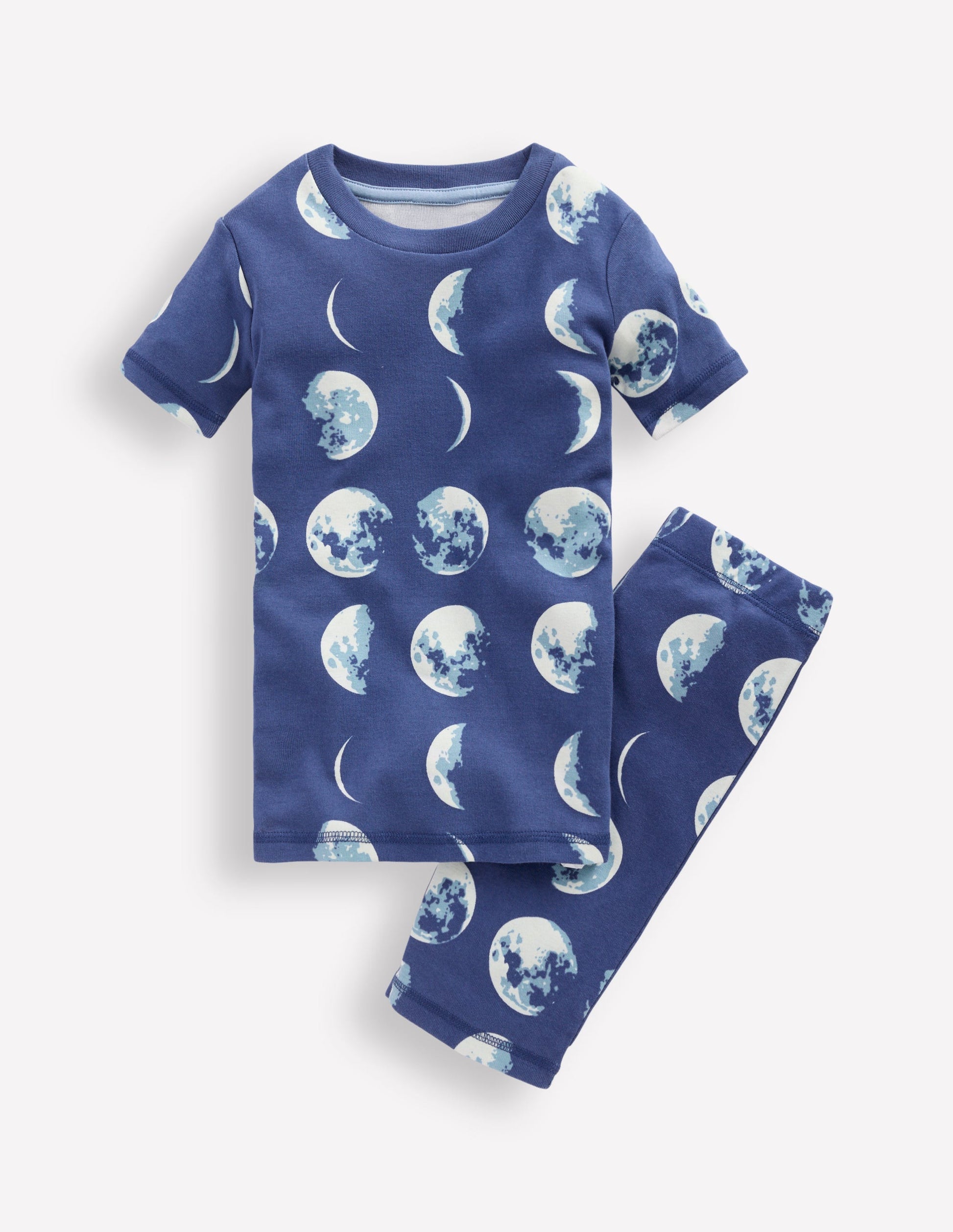 Snug Short John Glow Pyjamas-Navy Moon Phases-1